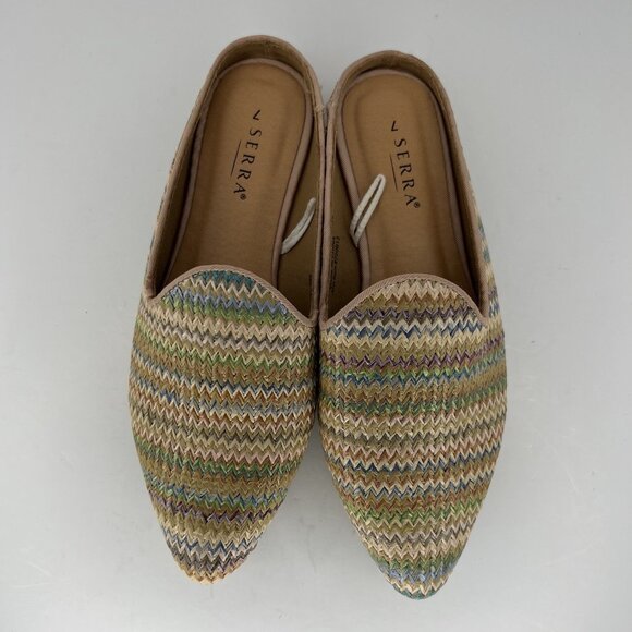Serra Brown Multicolor Woven Pointed-Toe Mules Womens Size 7 Slip-On Flats - Picture 5 of 10